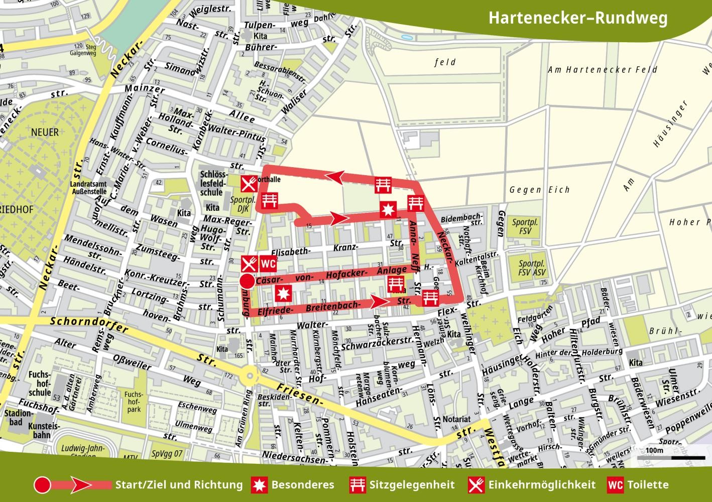Wegeplan des Hartenecker-Rundwegs