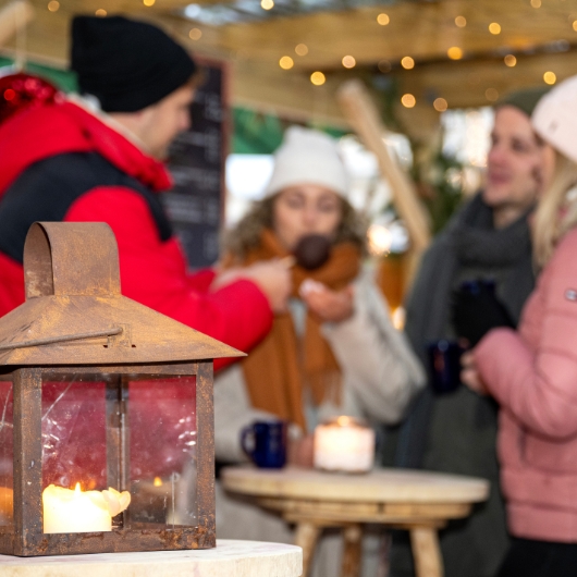Zu sehen sind leuchtende Weihnachtssterne