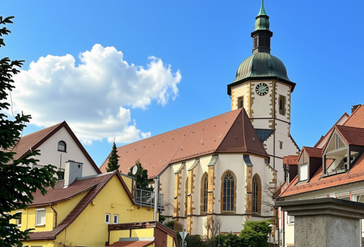 Blick auf die Januariuskirche Oßweil